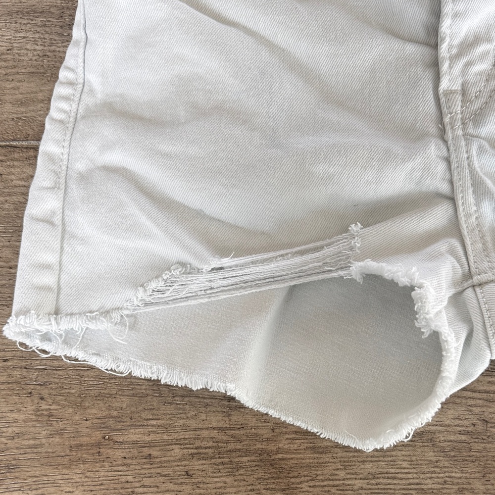 Levi's White High Waist Distressed Jean Shorts - Picture 8 of 13